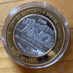 Reno gaming token .999 silver gold plated rare find